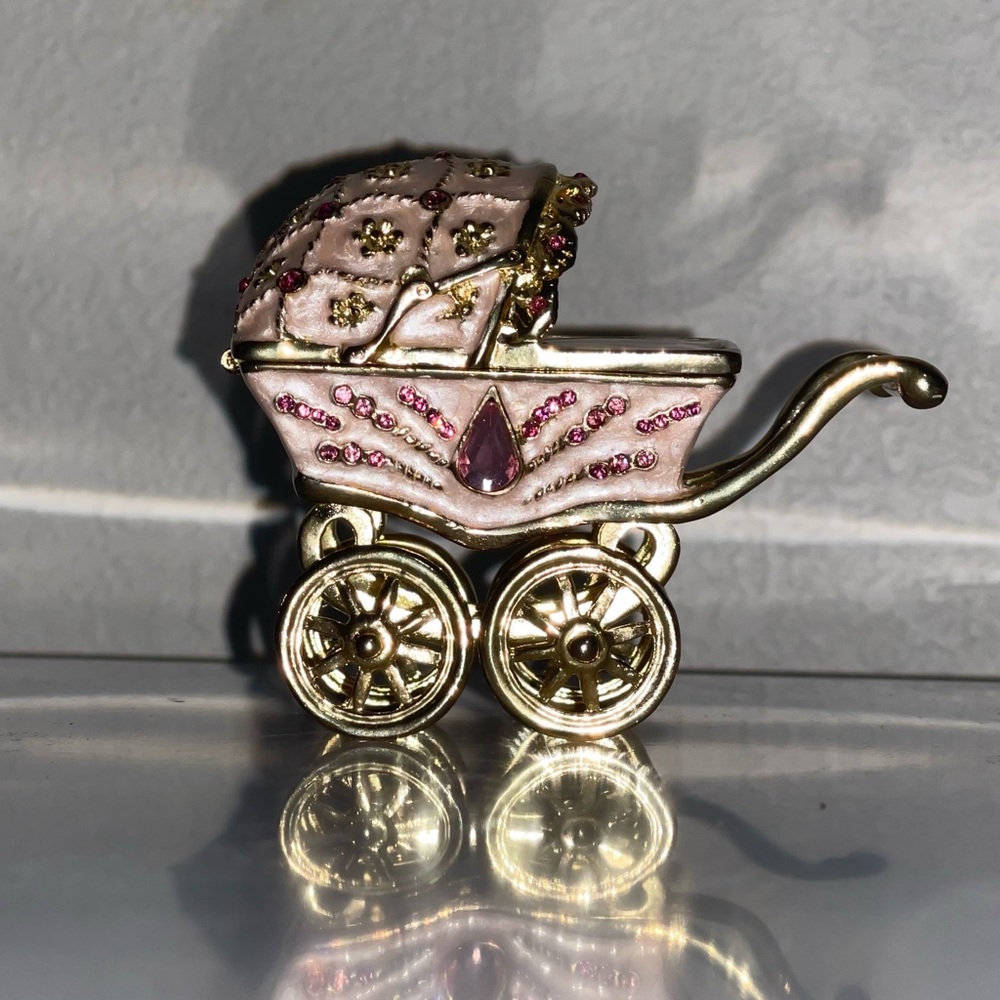 Pink Baby Carriage Trinket Box